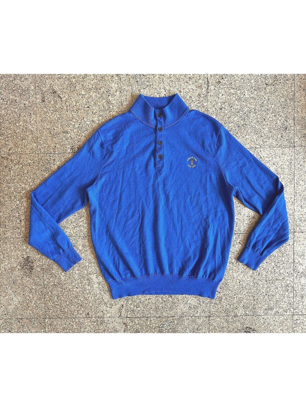 Polo Golf Ralph Lauren Wool Sweater L Blue Harbour Town Golf Links Logo Henley